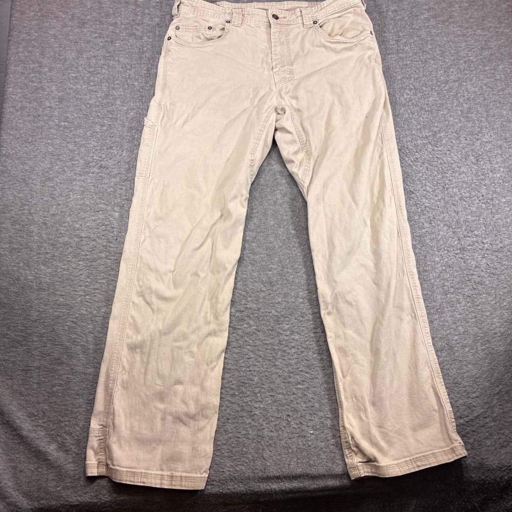 Prana Axiom Jeans Mens 34x32 Tan Canvas Carpenter Pants Climbing Gorpcore